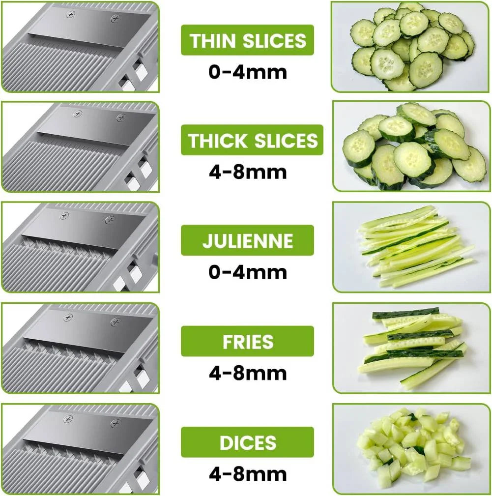 Safe Mandoline Food Slicer, Stainless Steel Adjustable Vegetable Cutter, 13.4" X 9.4" X 5.9"