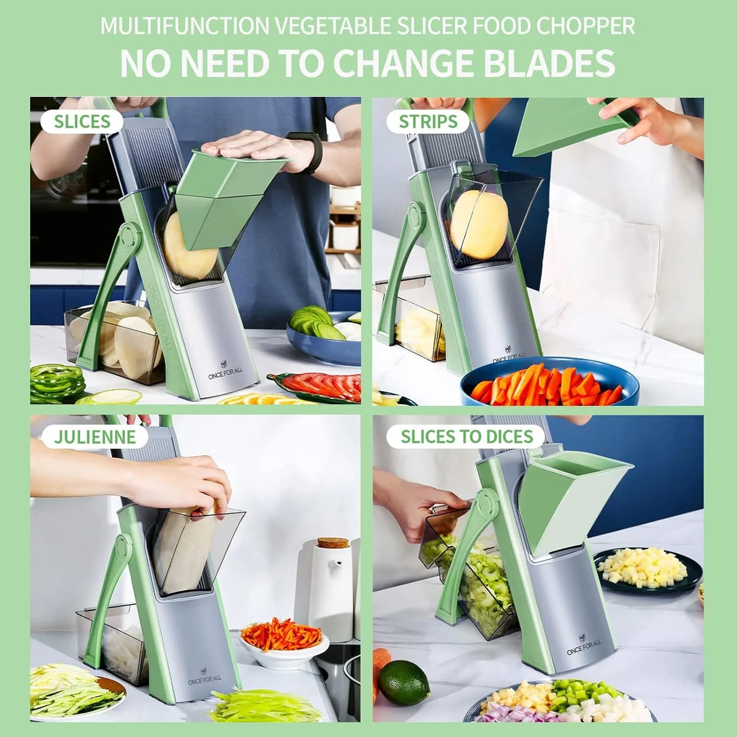 Safe Mandoline Food Slicer, Stainless Steel Adjustable Vegetable Cutter, 13.4" X 9.4" X 5.9"