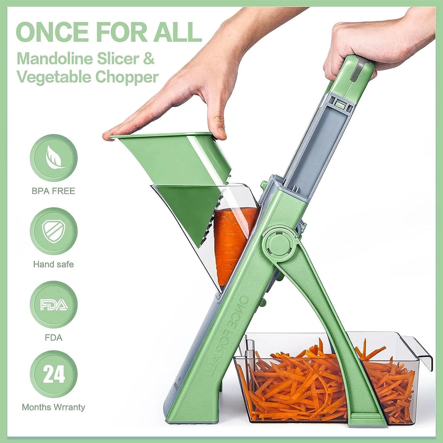 Safe Mandoline Food Slicer, Stainless Steel Adjustable Vegetable Cutter, 13.4" X 9.4" X 5.9"