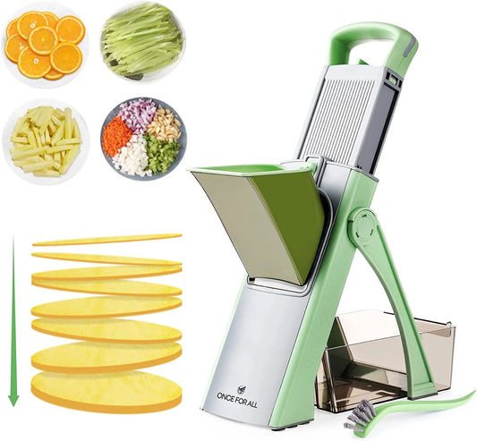 Safe Mandoline Food Slicer, Stainless Steel Adjustable Vegetable Cutter, 13.4" X 9.4" X 5.9"