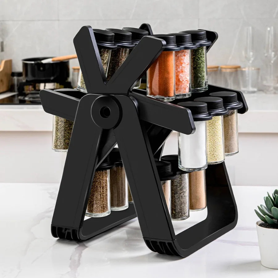 Rotating Ferris Wheel Glass Seasoning Rack Set