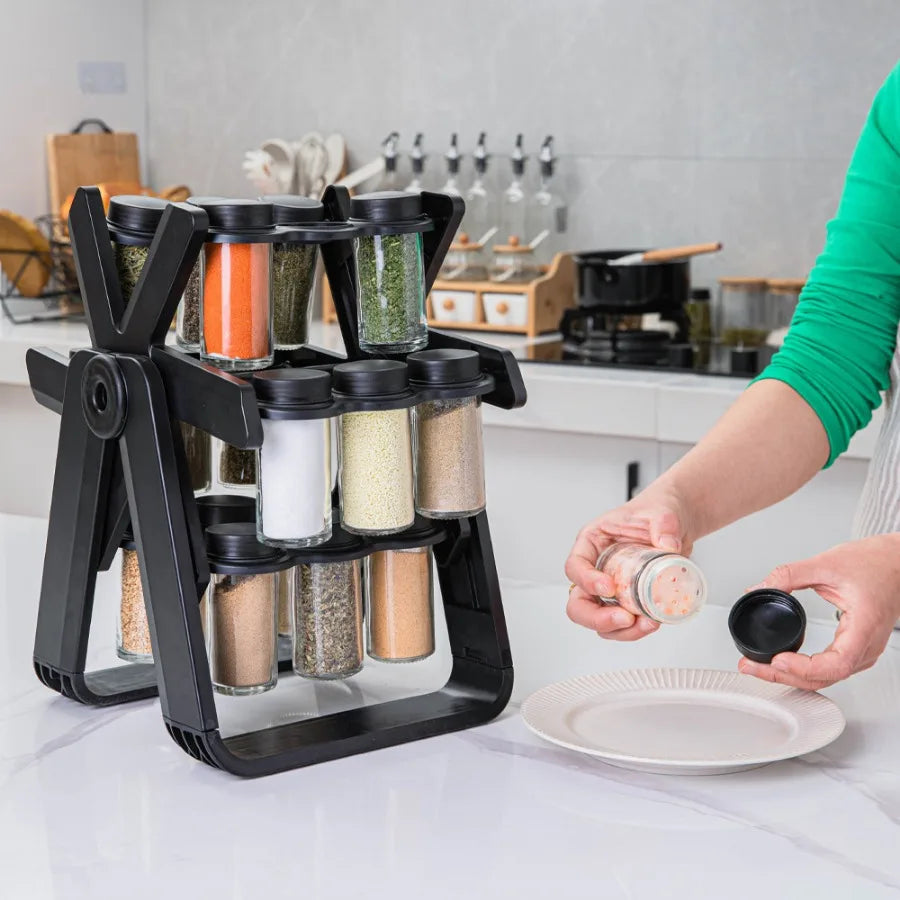 Rotating Ferris Wheel Glass Seasoning Rack Set