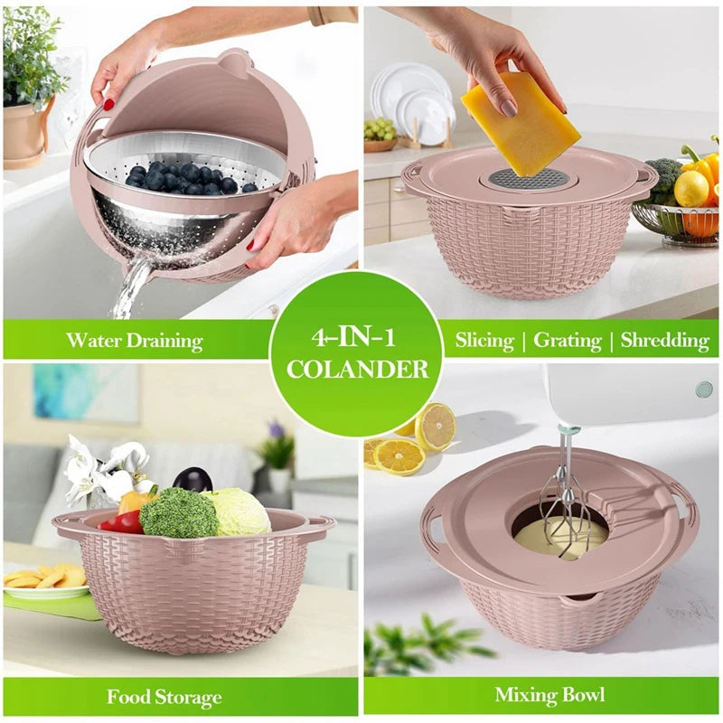 Colander With Mixing Bowl Grater Set